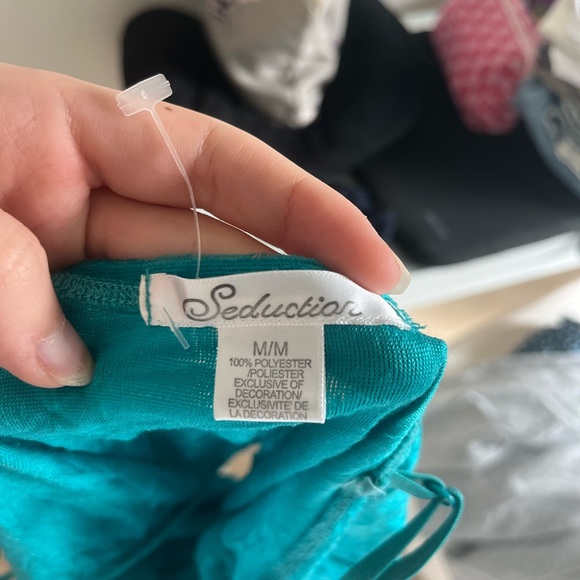 Turquoise velvet jewelled cami - Picture 3 of 3